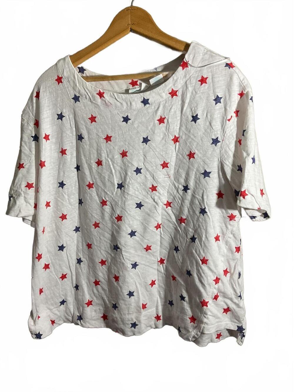 Cynthia Rowley White Star Print Oversized T-Shirt 1X